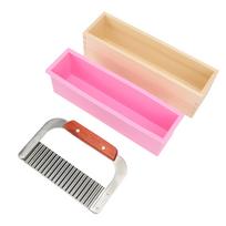 Wooden Loaf Soap Cutter Mold with 1 Pc Silicone Mold 1 Pc Wave Soap Cutter Soap Cutter for pink