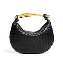 New solid color dumpling bag hand-woven bag half moon sardines handbag casual shoulder messenger women's bag