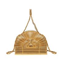 ins style retro bamboo woven small bag 2025 Mori girls fashion hollow shoulder bag ins crossbody beach bag tide chaki