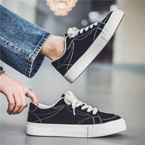 Fashion Spring Autumn New Student Low cut Simple Comfortable Breathable Canvas Shoes for Men Versatile Flat Casual Board Shoes 39 juoda