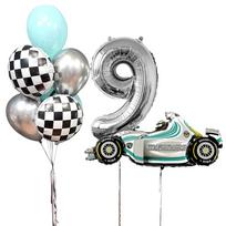 9Pcs Racing Car Foil Balloon 32inch 123 Number Helium Ballons Round Tyre Globos Happy Birthday Party Decorations Kid Baby Show As the picture