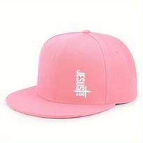 Jesus Is King Pink Flat Brim Baseball Cap Polyester Adjustable Streetwear Snapback Hat One Size pink