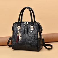 Prabangaus dizaino aligatoriaus rankinės Didelės talpos PU odinės su kutais Crossbody pečių krepšiai moterims Messenger moteriškas pečių krepšys 24x14x22cm juoda