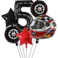 6PCS Motor Helmet Balloon Wheel Tire Racing Balloons Birthday Decor Boys Race Car Dirt Bike Motorcross Hot Wheel Party Supplies 40inch