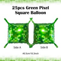 Green pixel square balloon wall, square aluminum foil balloon wall background balloon game theme birthday party decoration Other