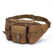 Outdoor Walking Large Capacity Sports Fanny Pack Tactical Waterproof Oxford Cloth Multi-functial Chest Bag Leisure Fanny Pack chaki