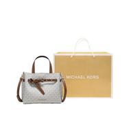 MICHAEL KORS rankinė Emilia pintas užtrauktukas kelionėms presbiopijos spalvos blokas logotipas dengtas drobė kvadratinė rankinė ant peties Originalus rankinės modelis balta