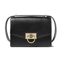 MICHAEL KORS Hendrix raidės LOGO auksinė sagtelė atverčiama vientisos spalvos prancūziška paprasta odinė crossbody rankinė peties rankinė moteriška juoda juoda