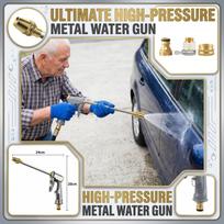 High Pressure Water Spray Gun for Home Use with Brass Nozzle Adjustable Spray Pattern and Multiple Connector Adapters for Garden Hose Cleaning One Size
