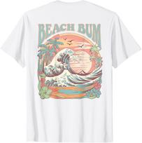 Retro Beach Bum Surf Wave Vintage Tropical Sunset Aesthetic T-Shirt S įvairiaspalvis