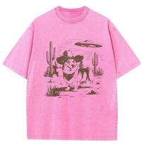 UFO Corgi Western Alien Vintage 90s Wild West Fun Cowboy Dog Street Wear T Shirt SOFT Funny Shirt Mother's Day S įvairiaspalvis