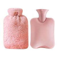 Leakproof Durable Hot Water Bottle With Soft Cloth Cover 1L ExplosionProof Non-Slip Grip For Perfect For Menstrual Pain Relief rožinė