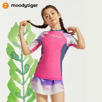 Moodytiger Kids' Short-Sleeve Split Swimsuit 120 drakono vaisiaus spalva