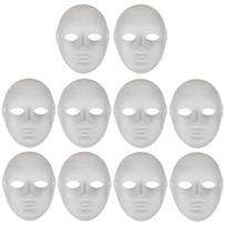 10Pcs Blank Mask Creative Full Face Mask Paintable Paper Mask DIY Masquerade Mask Cosplay Mask Halloween Props