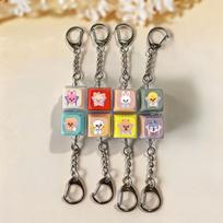 8pcs Stray Kids Keycap Keychain, Cute Cartoon Characters Keyboard Keychain Pendant, STAY Fans Stress Relief Bag Charm 8pcs