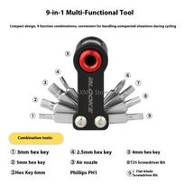 Mountain Road Bicycle Portable Mini Repair Tool CO2 Inflation Valve 9 In 1 Multifunction Tools Set Bicycle Repair Accessories 1 set
