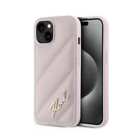 Karl Lagerfeld Diagonal Quilted Script - Etui Iphone 14 / 15 / 13 (Różowy)