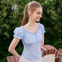 Egoist Halterneck Ruffle Blouse Blue Es2obl07 BK/55
