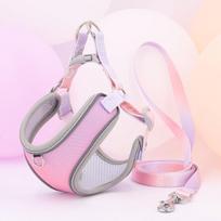 with Reflective Strap Dog Chest Back Dog Leash Breathable Dog Walking Leash  Outdoor S rožinė/violetinė