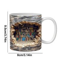350 ml 3D efekto knygų lentynos puodelis Kūrybinio erdvės dizaino keraminių puodelių biblioteka Puodelių knygų mylėtojams Kavos puodelis Kalėdinės dovanos skaitytojams style 1 350ml