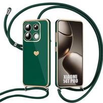 Case for Xiaomi 14T Pro - Anti-Scratch Silicone Protection with Cord Midnight Green