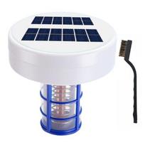 Solar Pool Ionizer Automatic Floating Pool Cleaner with LED Lights Solar Charging Chlorine-Free Pool Water Purifier Ionizer for Above A