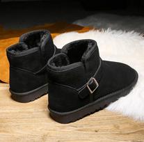Snow boots women's winter 2025 new velvet thickened short tube flat bottom non-slip high top warm bread cotton shoes 36