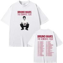 2026 Romantiškas turas TEE Amerikiečių dainininkas ir dainų autorius Bruno Mars Aukštos kokybės madingas marškinėlis Mada 100% Medvilnė Marškinėliai 4XL