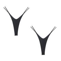 2PCS High Cut Double-layer Cotton Thong Women's Bikini Bottom Brief G-string Underwear with Elastic Thin Double Belt S