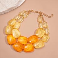Facet-cut Chunky Acrylic Necklace Multi-hue Geometric Facet Choker  Fashion Forward Women geltona