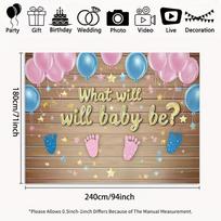 2D Gender Reveal Party Backdrop, Pink Blue Footprint Photo Booth Background 47.2x31.5inch/120*80cm