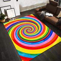 Colorful Spiral Pattern Carpet, Rainbow Swirl Design Home Decor Suitable for use as an anti-slip for living room bedroom sofas 40x60cm( 15x23in )