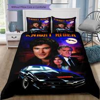 Knight Rider TV Series Cast & KITT Printed Bedding Set, Soft Polyester Duvet Cover with Pillowcases for Bedroom, No Comforter Included 135x200cm