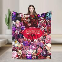 Warm Blanket Picnic Alastor Game VOX H-Hazbin Hotel Throw Blanket  Flannel Bedspread For Couch Bed Fluffy Sofa Bed Cover 75x90cm