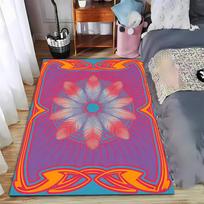 Bohemian Style Carpet with Feather Mandala Pattern in Vibrant Colors Suitable for use as an anti-slip for living room bedroom sofas 40x60cm( 15x23in )