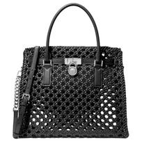 MICHAEL KORS Hamilton Moderne Hollow Design Polyester Handbag Large Women's Black juoda