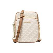 MICHAEL KORS per petį rankinė Jet Set Travel Retro Senų gėlių raštu Grandinėlės peties dirželis Dengtas drobės Kameros peties Vidutinė Moteriška vidutinio dydžio balta