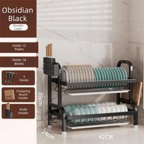 Stable Structure Multi-layer Dish Drying Rack Chopsticks Organizer  Daily Kitchen Use 42cm-two layers