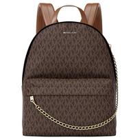MICHAEL KORS Slater Signature Logotipo Padengto Drobės Kuprinė Vidutinė Moteriška Ruda ruda