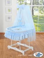 Moses Basket With Canopy - Teddy Bear With A Blue Bow