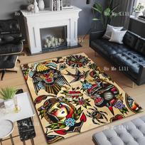 Old School Tattoo Rug Henna Tattoo Carpet 40X60cm