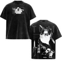 Jujutsu Kaisen Clothing Men Short Sleeve Manga T-shirts Vintage Washed T Shirt Casual Cotton Tee Harajuku Tshirt S