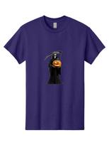 Grim-Reaper-With-Jack-Lantern Mens Graphic Tee, 100% Cotton, Casual Summer Wear S įvairiaspalvis