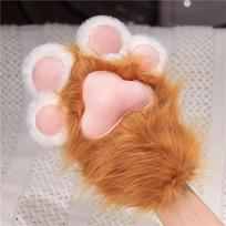 Furry Plush Cat Paw Gloves Fursuit Kigurumi Cat Claw Mittens Fashion Cosplay Costume Gloves  Club ruda