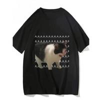 European Sizes Funny Fashion Meme Sad Crying Cat Print Casual Comfort T-Shirt, Breathable Polyester, 2D Heat Transfer Print S įvairiaspalvis