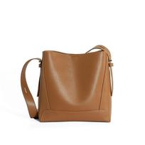 Bag women's new high-end simple commuter cowhide messenger bag large-capacity leather shoulder bucket bag women aukso rudos spalvos