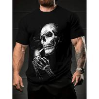 Mens Vintage Skull Graphic T-Shirt Crew Neck Casual Pullover Tee S įvairiaspalvis