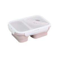 Airtight Foldable Lunch Box Rectangle Fresh Keeping Box Practical Silicone Lunch Box  Office rožinė