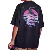 „Raven Skull“ marškinėliai „Vintage Youth“ Atgal Spausdinti Šaunios dovanos 100% medvilnė ES dydžio trumpomis rankovėmis trumpomis rankovėmis „Tee Homme“ EU Size L