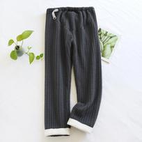 Women's Casual High Waist Adjustable Warm Flannel Home Pants L